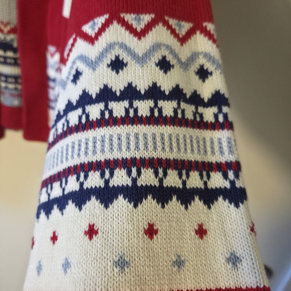 Hannah Andersson Womens M Red Fair Isle Open Cardigan Sweater Polar Bears Cotton - Picture 8 of 10